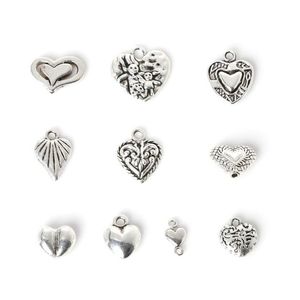 Charms Nya 144 st Zinc Alloy Heart Pendants Charm Mixed Antique Sier Plated Metal Smyckesfynd för DIY Drop Leveranskomponenter Dhirx