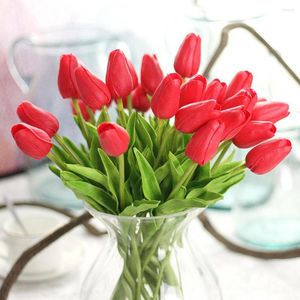 Decorative Flowers Artificial Carnation/ Tulip/ Peony/ Rose Wedding Bouquet Party Decor