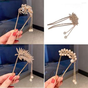 Hair Clips Metal Accessory Styling Women Crystal Clip Hairpin Pearl Fork U-shaped Stick