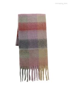 Scarves Autumn and Winter New Style Imitation Cashmere Ac Scarf for Female Students Rainbow Plaid Mid-length Versatile