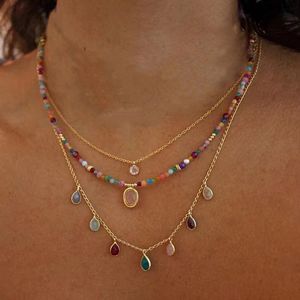 Naszyjniki wisiorek bohemian wielowarstwowy ręcznie robione koraliki łańcuch mody mody kolorowe kryształowe biżuterię dla kobiet akcesoria x0180 230831