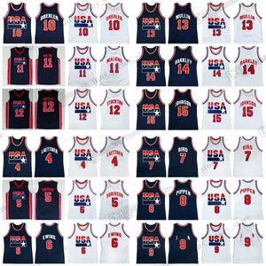 Özel XS-6XL 2012 Retro Basketbol Formaları 6 Ewing 7 Bird 5 Robinson 10 Drexler 8 Pippen 11 Malone 12 Stockton 13 Mullin 15 Johnson 14 Barkley 4 Laettner Dikişli Jersey