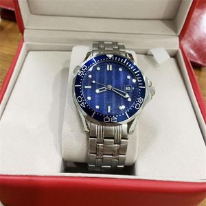 Luxury Mens Watch Professional 300m James Bond 007 armbandsur 2 färger svartblå urtavla automatiska herrklockor207e