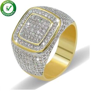 Hip Hop Diamond Ring Mens Hip Hop Designer Biżuteria lodowa Mikro Pave CZ pierścienie kobiety mężczyźni złota pierścień miłość moda bling rock2108