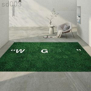 WET GRASS Teppich Designer grün Kunst Bereich Teppich ästhetische Heimtextilien Schlafzimmer Tür Wohnzimmer Matte rutschfeste einfache trendige Designer-Teppiche moderne Haushaltsgegenstände S02