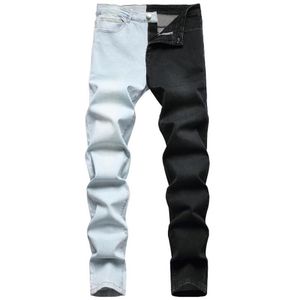 Männer Jeans Europäischen Amerikanischen Stil Für Männer Mode Nähen Zwei-farbe Trend Stretch Lokomotive Falten Streetwear Männlichen Denim 265L