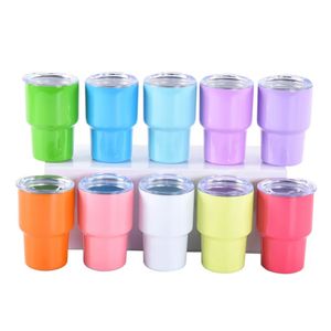 Ny 3oz sublimering mini shot macaron tumbler med halm lock rostfritt stål sublimering mini tomt mini shot cups 831