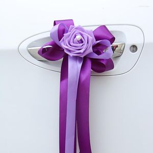 Dekorativa blommor 4st Door Handtag Multicolor Beautiful Wedding Carm Decoration bakspegel Silk Flower Ribbons Festival Supplies