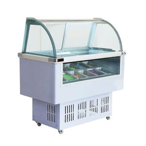 Vitrine de sorvete duro, vitrine de vidro para gelato italiano, armários de exibição de picolés de frutas, máquina comercial de armazenamento de sorvete