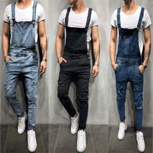 Fashion Mens Ripped Jeans Rompers Casual with belt Jumpsuits Hole Denim Bib Overalls Bike Jean2774