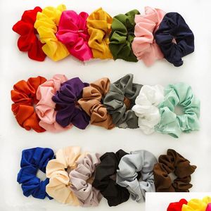 Frauen Mädchen Solide Chiffon Scrunchies Elastische Ring Haar Krawatten Zubehör Pferdeschwanz Halter Haarbänder Gummiband Drop Lieferung