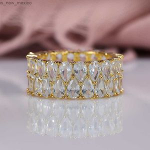 Bandringar Vintage Wedding Rings for Women Love Engagement Ring Marquise Cut White Female Gold Silver Color Luxury Bridal Bands R230831
