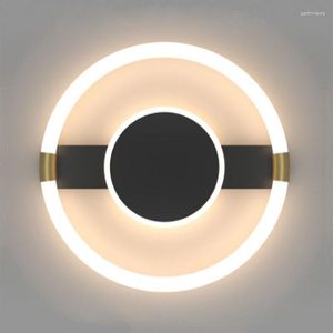 Vägglampor Design Ring Circle Sconce Dimble Round LED Light Interior Modern inomhusbelysning för vardagsrum sovrum bredvid lampan