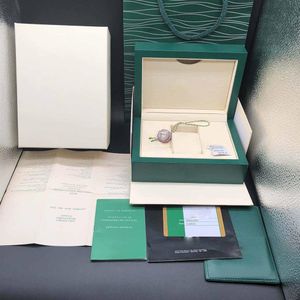 Custodia regalo per orologio verde scuro di qualità per scatole Rolex Orologi Libretto Etichette e documenti in scatole di orologi svizzeri inglesi To215Q