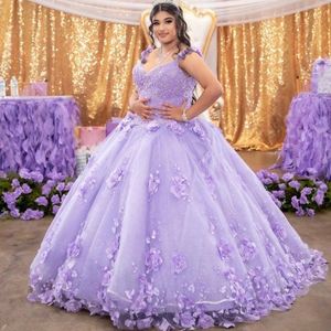 Lekkie fioletowe plus rozmiar na ramię Quinceanera sukienki piłkarskie Słodka 16 -letnia sukienki księżniczki przez 15 lat Vestidos de 15 Anos 2024