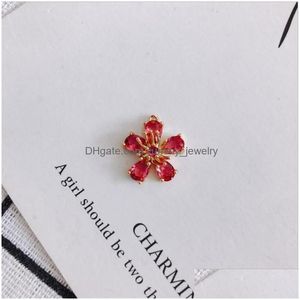 Charms 2Pcs/Lot Trendy Cz Crystal Flower Connectors For Diy Necklace Earrings Pendant Jewelry Making Gold Plated Accessoriescharms Dro Dhfmi