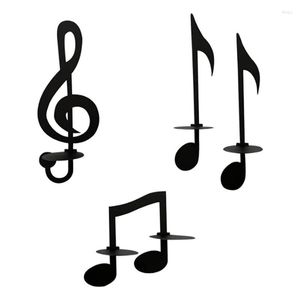 Candle Holders Black Music Notes For Wall 4 Pcs Iron Candlestick Holder Ornaments Note Symbol Bedroom Living Room