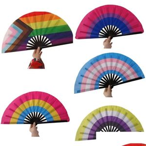 Party Favor ups Rainbow Faning Fani LGBT Colorf Hand Held Fan for Women Men Duma Dekoracja Festiwal Muzyka Eventival Dance Rave Suppl Dhsik