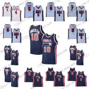 Custom XS-6xl 1992 Retro Basketball Koszulki 7 Bird 5 Robinson 10 Drexler 8 Pippen 11 Malone 12 Stockton 4 Laettner zszyte koszulki