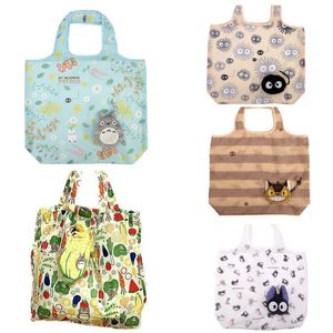 Shopping Bags Cute Anime My Neighbor Totoro Catbus Kiki's Delivery Service Jiji Cat Kids Big Portable Fold Bag For Women 230830