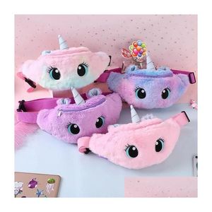 Zaini di peluche Ups Cute Childrens Fanny Pack Ragazze Marsupio Giocattoli Cintura Sfumatura di colore Petto-Bag Cartoon Portamonete Pettorale da viaggio Dro Dhwax