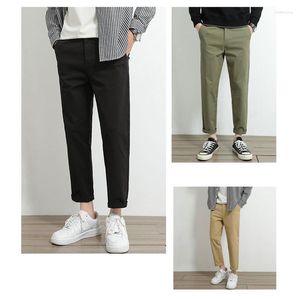 Men's Pants 2023 Casual Men 97%Cotton Solid Color Business Fashion Slim Fit Stretch Gray Thin Trousers Male Brand Clothing