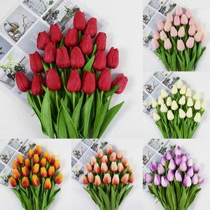 Decorative Flowers 10 Pcs Tulip Flower Artificial Bouquet 35 Cm Pe Foam Fake For Wedding Ceremony Decor Home Garden