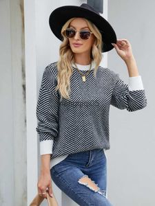 SWEATER SWEATERS Women Women 2023 Autumn Winter Stripe Fashion Długie rękaw okrągły szyja luźne szwy