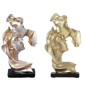 装飾的なオブジェクト図形のカップルキス彫刻モダンアートキャラクター彫像樹脂クラフト豪華なホームデコレーションウェディングバレンタインズダギフト230830