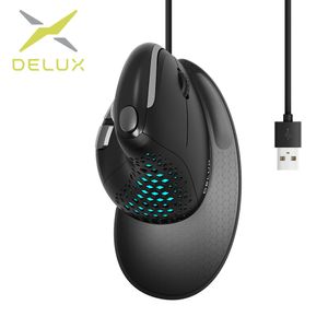 Ratos Delux Seeker M618XSU Ergonômico Vertical Wired Mouse RGB Light Removível Tampa Traseira 4000DPI Gaming Ratos para Computador Portátil 230831