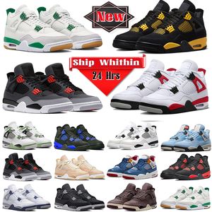 Thunder 4s Basketball Shoes jumpman 4 Military black cat oreo Photon Dust University Blue Red Cement Pine Green Frozen Moments Sports Trainers men women Sneakers