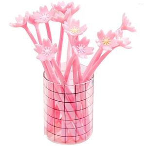 Set di penne gel a sfera con fiori, set di penne a inchiostro roller nere con fiori di ciliegio in silicone, per materiale scolastico per ufficio