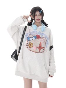 Women's Hoodies Sweatshirts ADAgirl Kawaii Kitten Print Pullovers Funny Cat Pattern Long Sleeve for Women Japan Style Cutecore Y2k Aesthetic Clothes 230830