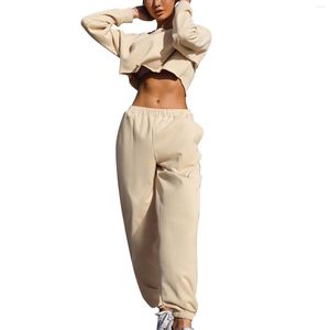 Gym Clothing Women's Llong Pants Long Sleeved Set Casual Loose Fitting Sports Sweater 2 Piece Tuxedo Women Work Suit For Office