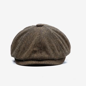 Basker 2023 Spring Autumn and Winter Dad Leisure Octagonal Hat Restore HerringBone Sboy Cap Male Ivy Hats Män Big Size Beret 58cm 60 230830