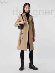 Women's Trench Coats Designer Autumn New Fashion British Style Commuter Plaid Cut Cotton Mid length Windbreaker 58OH