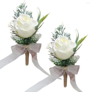 Dekorativa blommor 2 PC: er konstgjorda Rose Corsage Men's Wedding Ceremony Boutonnieres For Men Groom Groomsmen