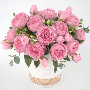 Dekorativa blommor 30 cm rosrosa Silk Peony Bouquet Artificial 5 Big Head Wedding Table Party Diy Home Room Decoration