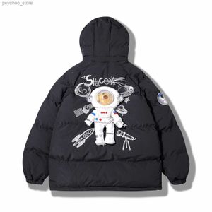 Men's Down Parkas 2022 Winter American Men Hip Hop Reversible Jacket Parka Astronaut Cotton Coat Men's and Women's Thickened Bread Coat Cotton Q230831