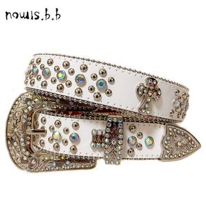 Kemerler Nowisbb Western Kemer Luxury Marka Adam Kemerler Erkekler için Strap Diamond Bling Beyaz Kemerler Kot pantolon için Kovboy y2k 230831