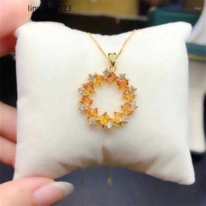 Pendants Natural Yellow Sapphire Necklace For Party 3 4mm Silver 925 Jewelry