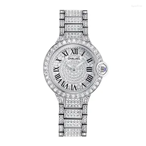 Armbandsur med high end Full Diamond Women's Watch Butterfly Buckle Waterproof Luminous