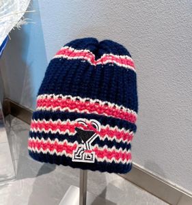 Atacado listrado boné de lã personalidade tendência net vento vermelho chapéu de malha rua nicho gorro chapéus