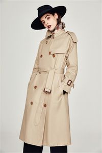 Primavera outono trench coat feminino roupas soltas outerwear duplo breasted longo blusão sssdds