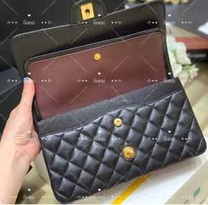 10A Top Tier Quality Jumbo Double Flap Bag Luxury Designer 25CM 30cm Real Leather Caviar Lambskin Classic All Black Purse Quilted Handbag Shoulde grwet5346