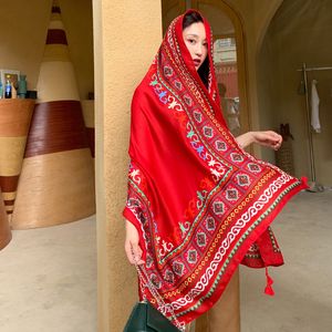 Lenços Mulheres Lenço Luxo Xales Foulard Beach Cover-Ups Wraps Borla Flor Impressão Hijab Lenço Poncho Echarpes Feminino Sarong 230831