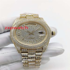 Orologio da uomo in oro con diamanti Hip Hop da 40 mm Orologio in acciaio inossidabile 904 con diamanti e cinturino in diamanti Orologio da polso da uomo automatico259r