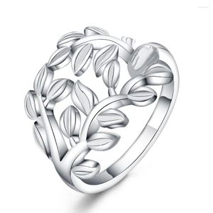 웨딩 반지 아름다운 레터 플라워 스타일은 반지 잎 귀여운 고귀한 예쁜 색상 여성 레이디 보석