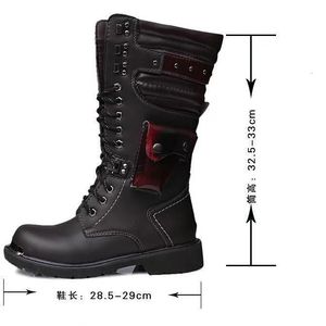 Botas Motocycle Tamanho 3746 Homens Sapatos Exército Boot HighTop Militar Combate Metal Chain Masculino Moto Punk 230831