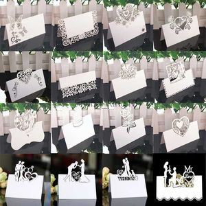 50PCSホワイトレース名プレイスカード結婚式の装飾テーブル装飾メッセージグリーティングカードパーティークリスマスLST230831